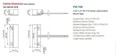 Poza cu Contact magnetic maro,aparent FM-106-BR