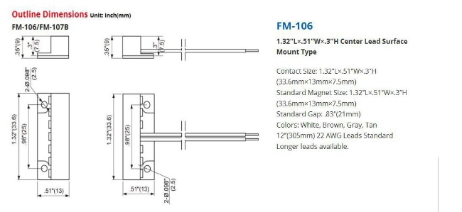 Poza cu Contact magnetic maro,aparent FM-106-BR