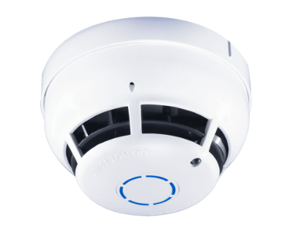 Poza cu Detector optic de fum si temperatura cu semnalizare optica si modul de voce cu mesaj vocal de alarma, protocol Algo-Tec 6000, are un algoritm interactiv de detectie, semal digital, reglare nivel de sensibilitate in functie de mediul de instalare