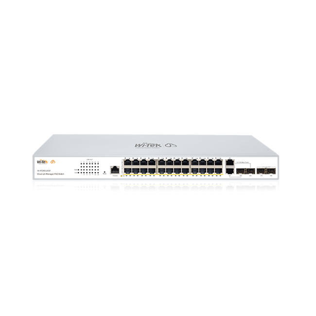 Poza cu Switch PoE 24 porturi Gigabit cu L2 management prin cloud, montabil in rack